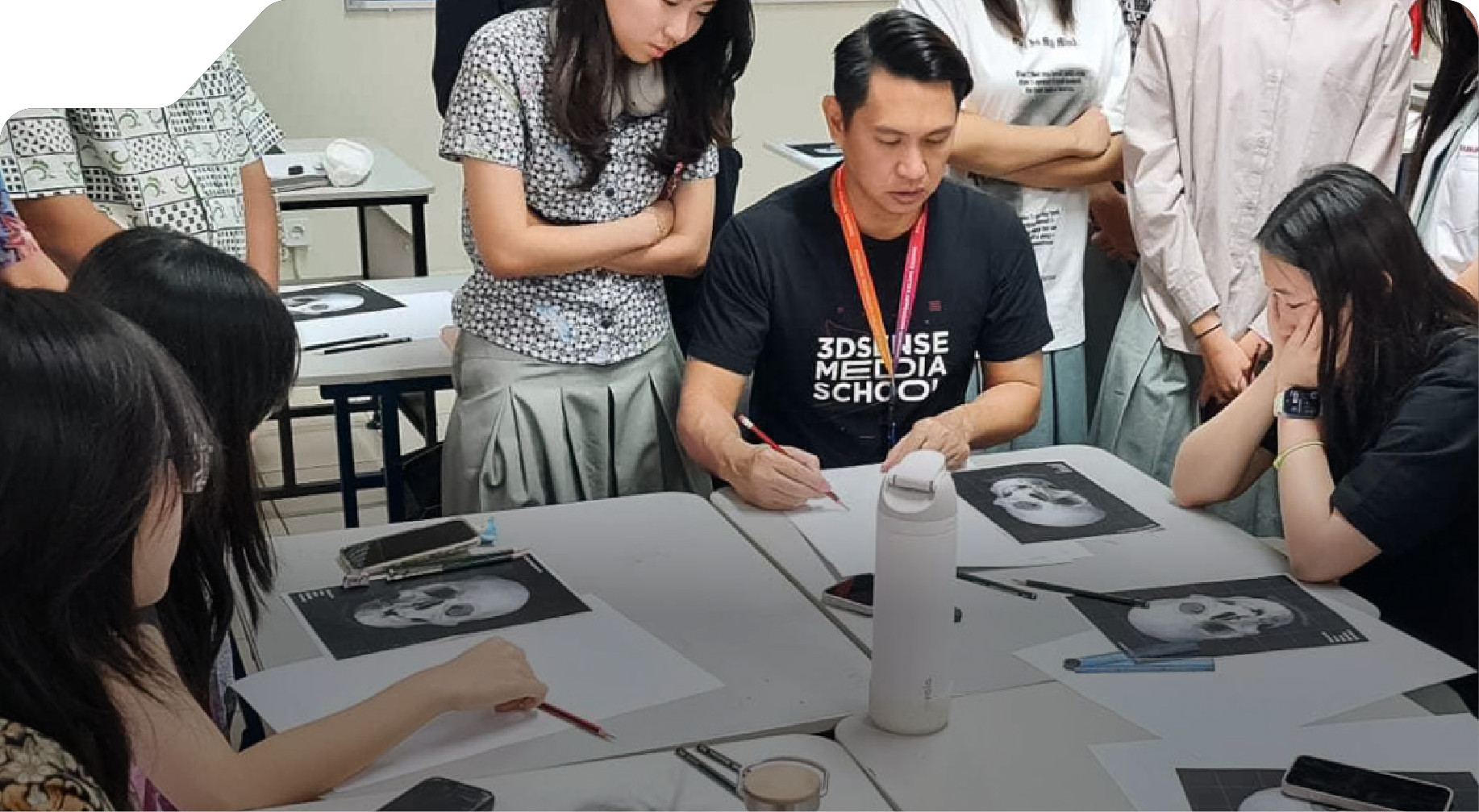 Jatin Gupta smiling while giving a speech at the 3dsense Media School Open House.