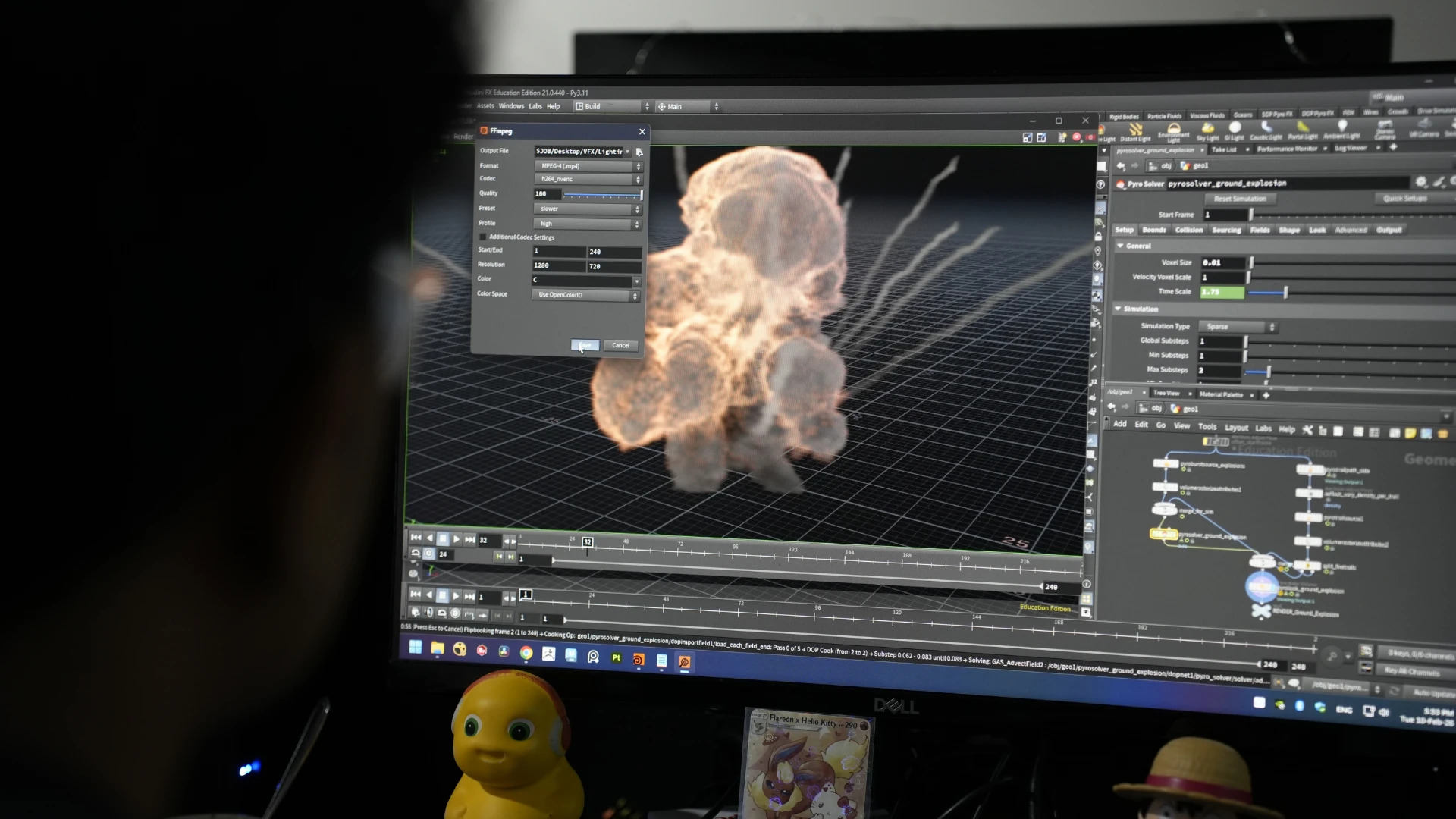 3dsense Media School students working on Houdini simulations as part of their VFX training.