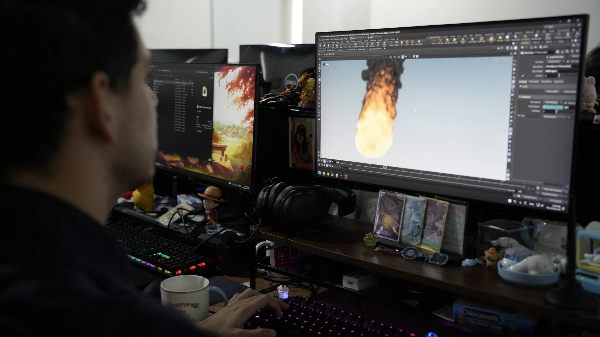 A 3dsense Media School student building a procedural effects setup in SideFX Houdini.