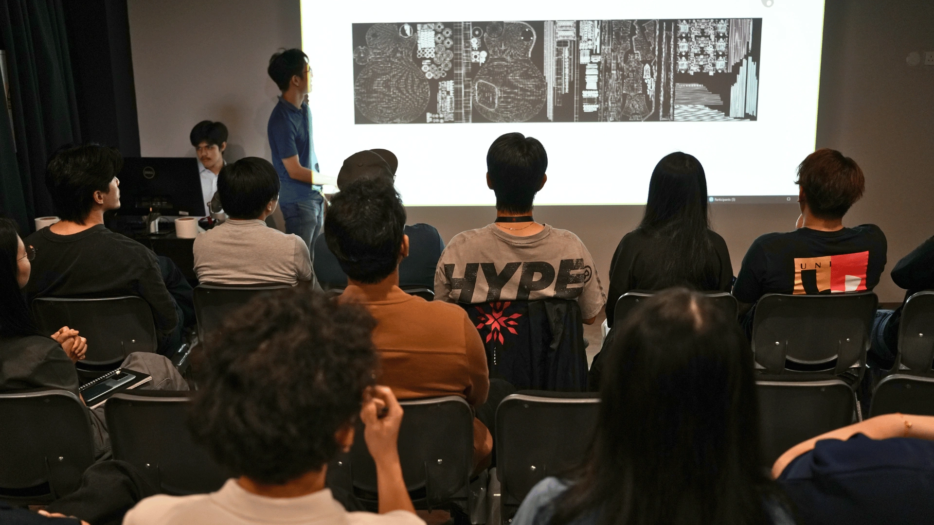 Students participating in a portfolio review session