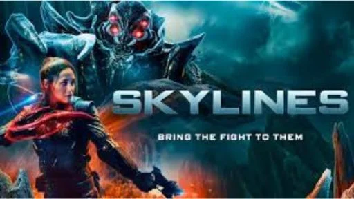 A movie poster featuring a futuristic warrior facing a menacing alien creature, with a tagline encouraging confrontation.