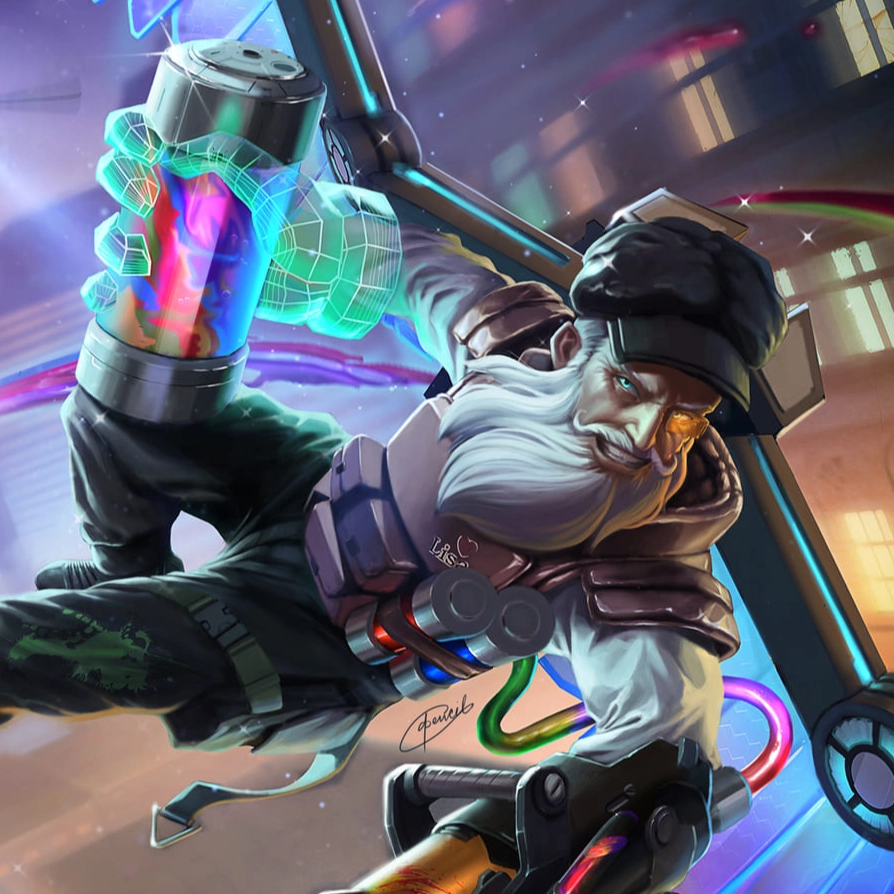 A dynamic scene of two characters in a futuristic urban setting, with vibrant colors swirling around a cosmic portal.