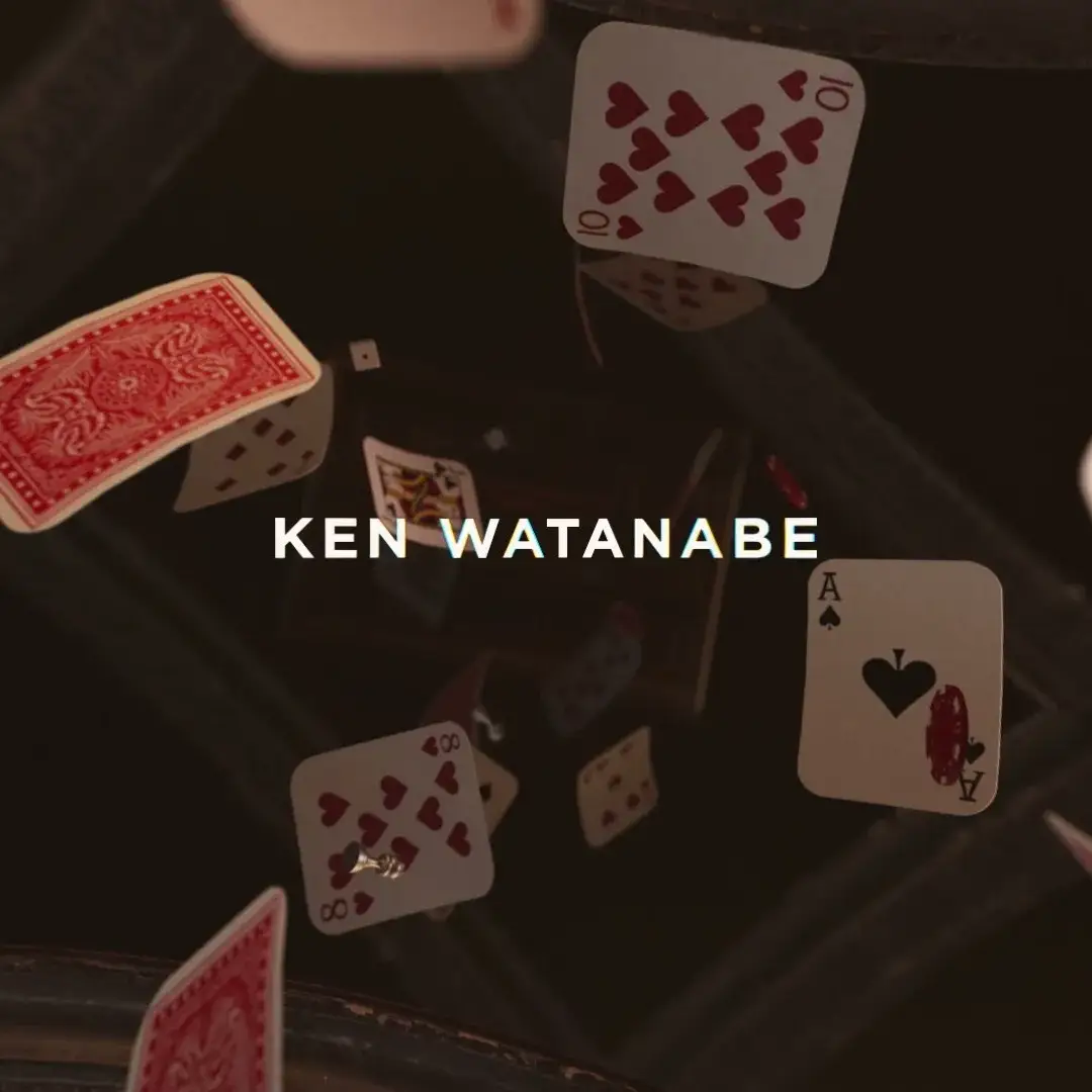 Poker cards, chips, and dice floating in the air against a dark backdrop, emerging from a mirror.